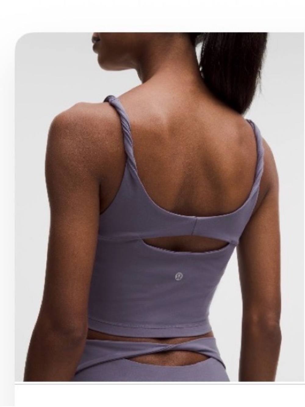 lululemon athletica twist strap cropped tank top- size Med Color Grape Mist